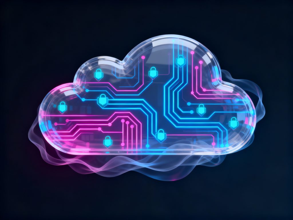 회로 패턴으로 구성된 디지털 클라우드 아이콘