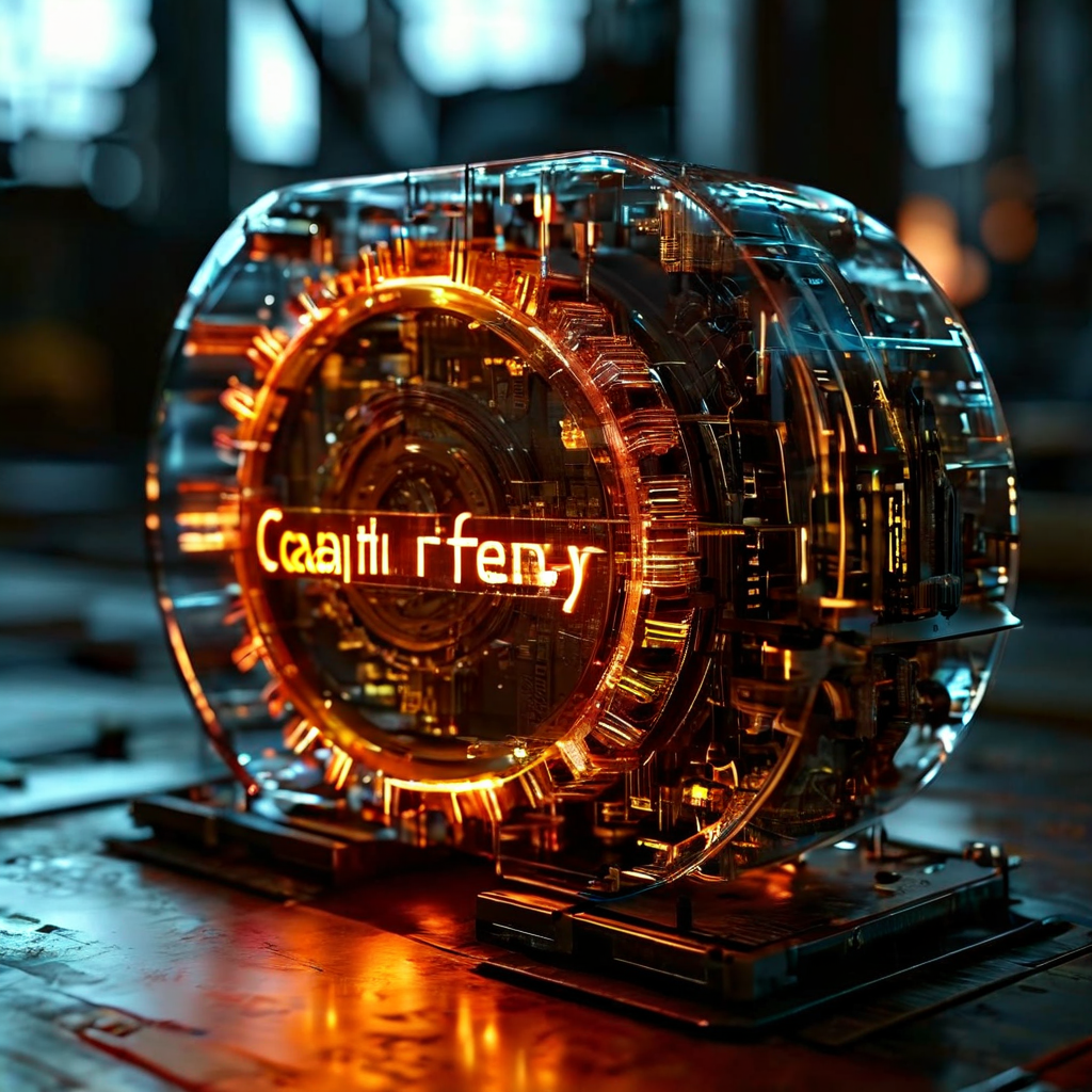 투명한 금융 회로 내부에서 자본 효율성이라는 라벨이 붙은 빛나는 기어가 스스로 재구성되며 에너지 흐름이 밀도 높은 핵심부로 집중되는 자본 운용 최적화 개념을 시각화한 이미지입니다.