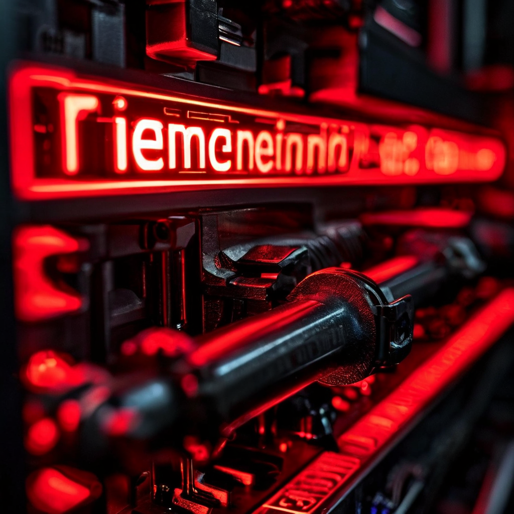 붉은 빛 진단 화살표가 중앙 부품을 가리키는 고급 기술 자물쇠 메커니즘의 근접 촬영 모습이다.