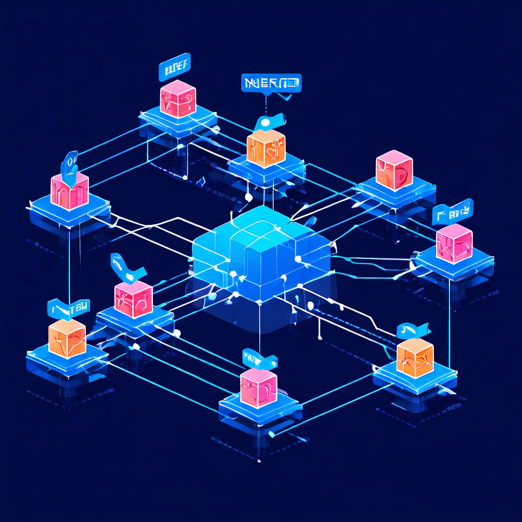 네오 네트워크의 dBFT 합의 메커니즘을 시각화한 다이어그램으로, 하나의 프라이머리 노드가 블록을 생성하여 검증 노드들에게 브로드캐스트하고 모든 노드가 합의에 도달하는 보안적인 디지털 네트워크의 과정을 설명합니다.