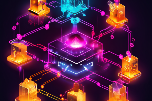 블록체인 네트워크에서 토큰 보유자가 블록 생산자에게 투표하고 그 결과가 새로운 블록으로 생성되어 빛나는 체인에 추가되는 거버넌스 및 합의 과정을 시각적으로 설명한 플로우차트입니다.