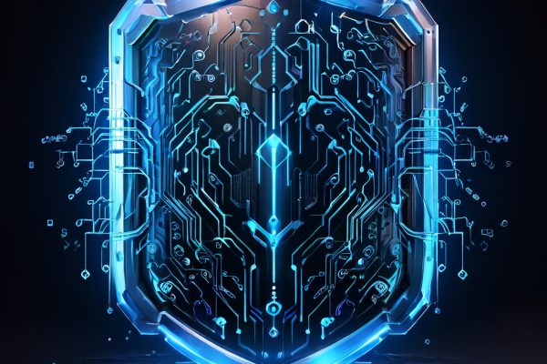 두 개의 별도 블록체인 네트워크 간에 흐르는 데이터 스트림을 외부 위협으로부터 보호하는 다중 계층 보안 방패가 강력한 암호화 기술을 구현하는 모습을 상징적으로 표현한 개념도입니다.