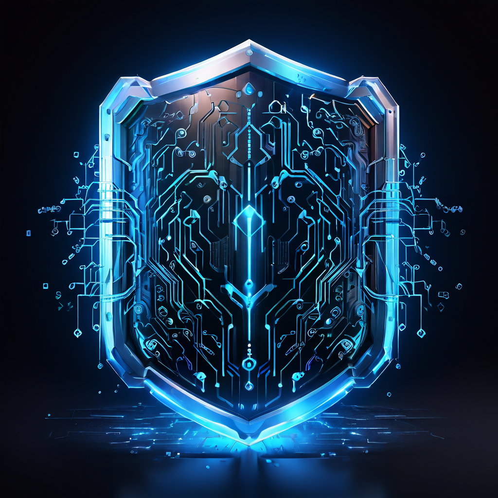 두 개의 별도 블록체인 네트워크 간에 흐르는 데이터 스트림을 외부 위협으로부터 보호하는 다중 계층 보안 방패가 강력한 암호화 기술을 구현하는 모습을 상징적으로 표현한 개념도입니다.