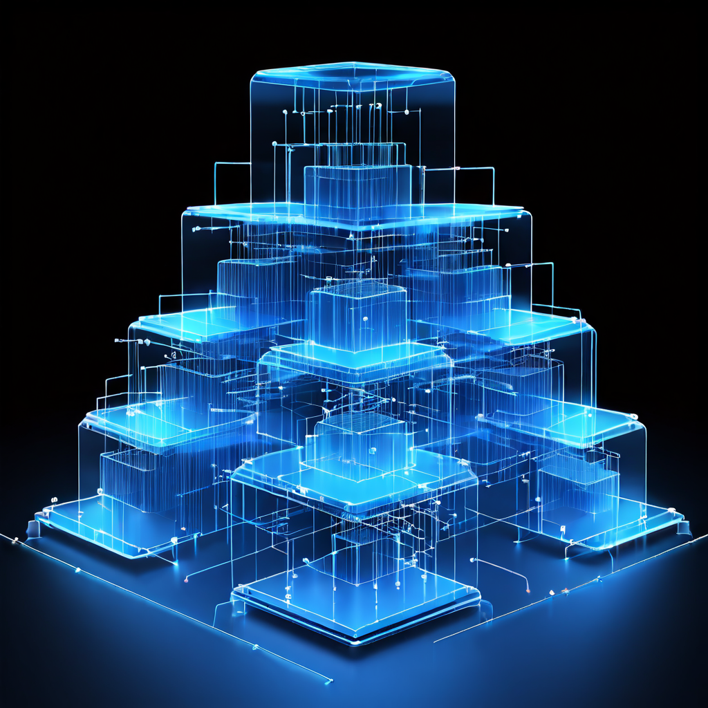 계층적이고 요새 같은 구조의 3D 다이어그램이 반투명 레이어마다 차폐된 데이터 패킷을 포함하며 프라이버시 보호 메커니즘의 분석 원리를 시각적으로 설명합니다.