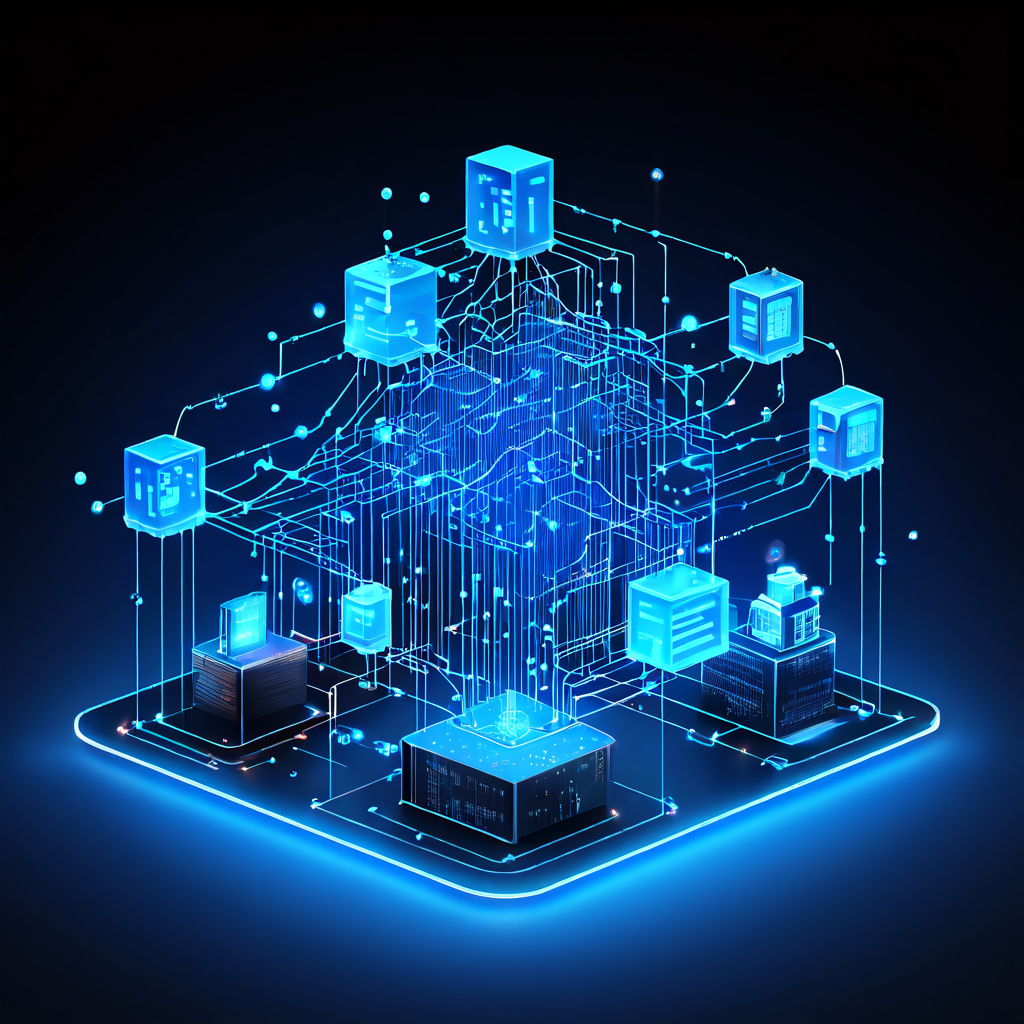 데이터가 저장 노드에서 게이트웨이를 거쳐 최종 사용자 기기로 전달되는 데이터 흐름과 네트워크 구조를 한눈에 보여주는 복잡한 디지털 네트워크 다이어그램입니다.