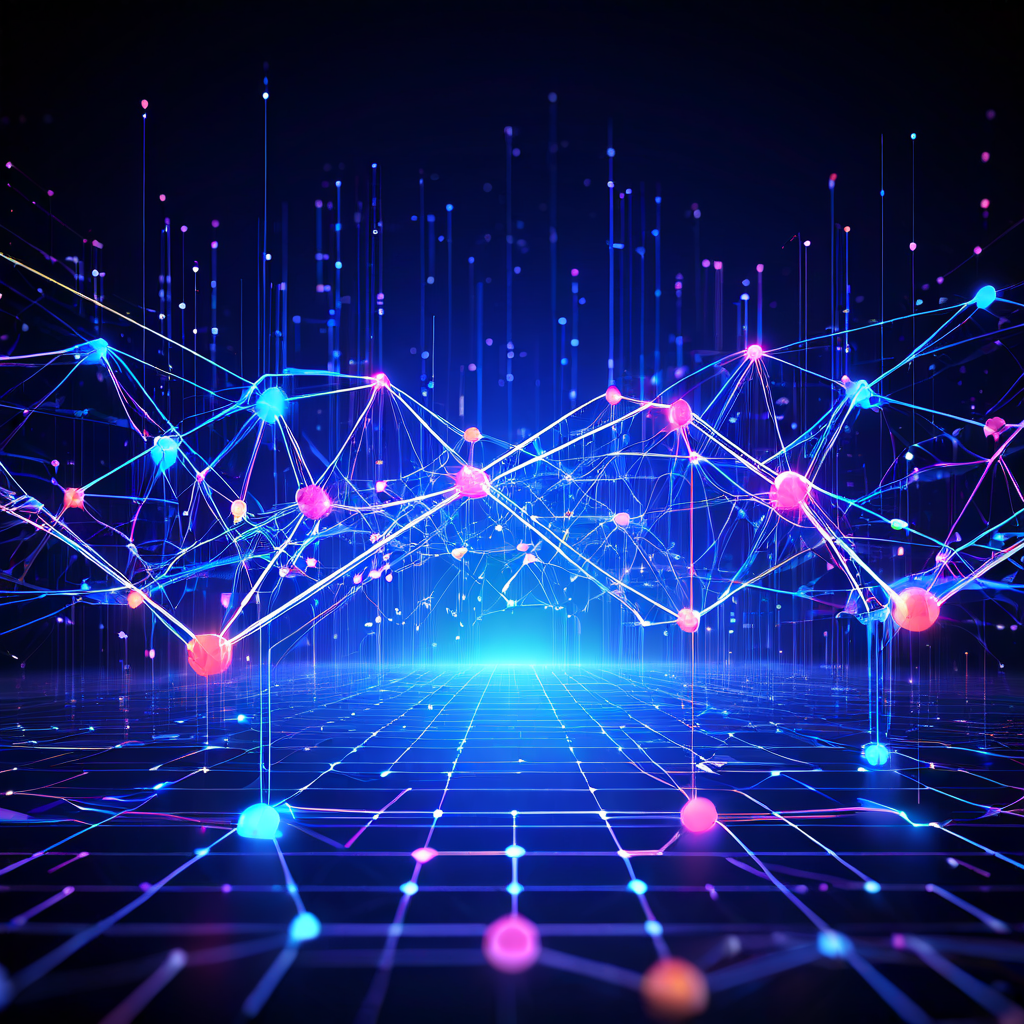 분산화된 노드 네트워크와 기존 웹 인터페이스를 연결하며 데이터 흐름을 상징하는 추상적인 디지털 게이트웨이를 묘사한 개념 이미지입니다.