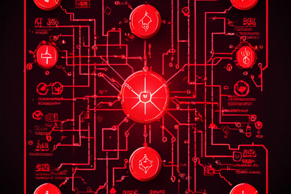 블록체인 네트워크 병목 현상을 진단하는 차트로, 정체된 트랜잭션 대기열 위에 빨간색 경고 심볼이 표시되어 있습니다.