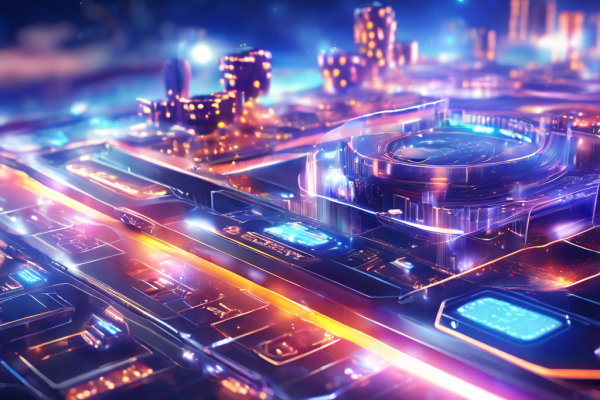Abstract digital search interface with glowing data paths and layered secure service flow representing the starting point of...
