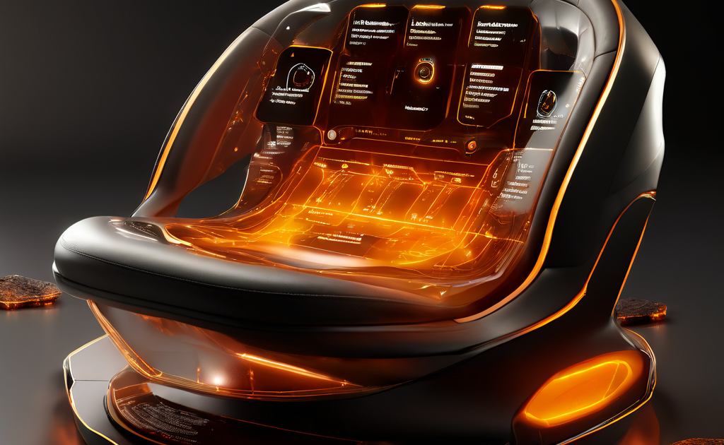 Digital dashboard showing seat reservation data logs with secure layered interface glow and data path connections.