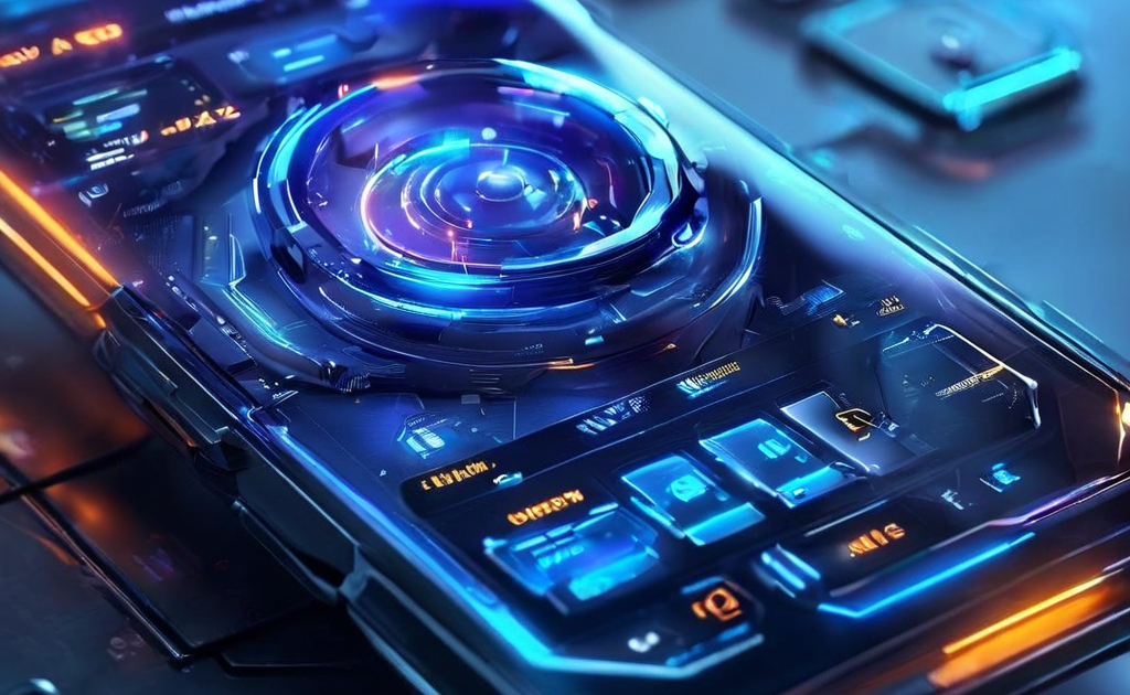 Futuristic digital interface showing result screen timing with layered data paths and secure flow for mobile gaming operator...